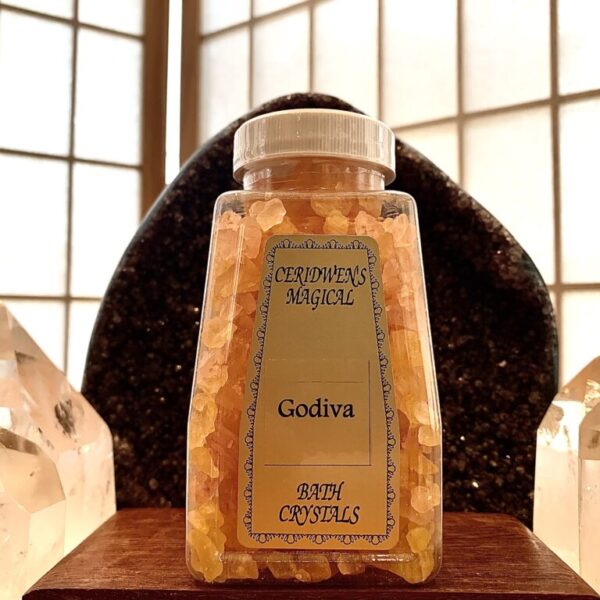 Godiva Bath Salts - form of the Goddess who on May Eve rode naked through the countryside to renew her virginity