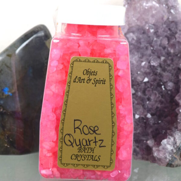 Rose Quartz Bath Salts - clear out anger, jealousy, and resentment of others, and allow healing of heart issues and dis-ease associated with holding on to such emotions. Attract love.