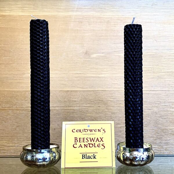 Beeswax Black Candle-pair, unscented, hand rolled from Arkansas