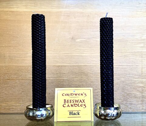 Beeswax Black Candle-pair, unscented, hand rolled from Arkansas