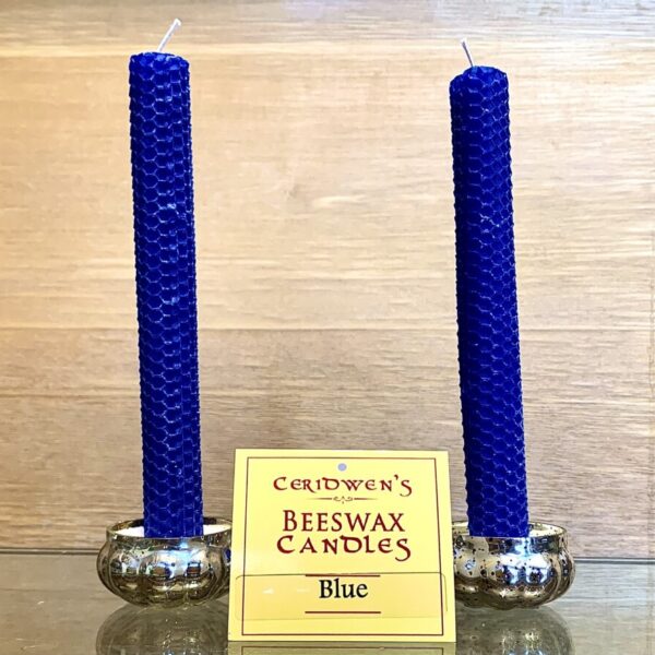 Beeswax Blue Candle-pair, unscented, hand rolled from Arkansas