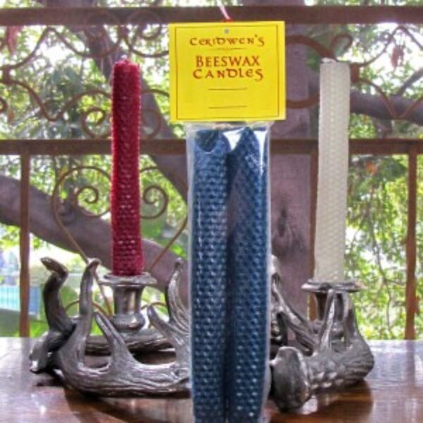 Beeswax Blue Candle-pair, unscented, hand rolled from Arkansas