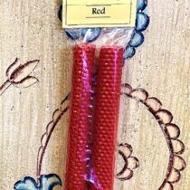 Beeswax Red Candle-pair, unscented, hand rolled from Arkansas