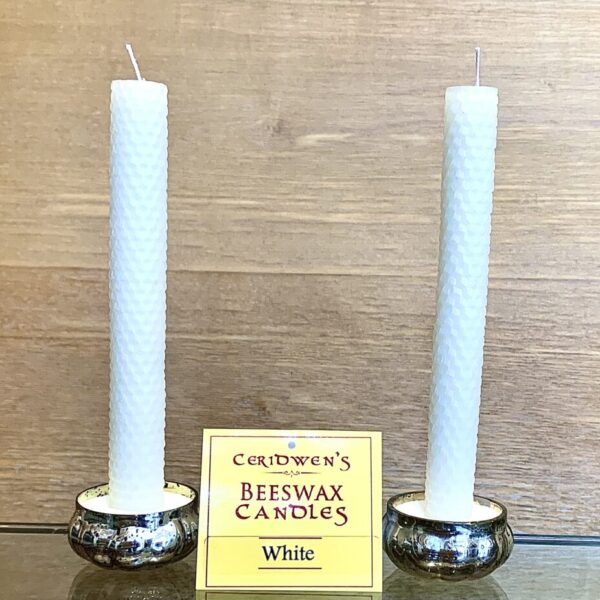 Beeswax White Candle-pair, unscented, hand rolled from Arkansas