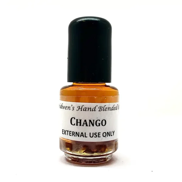 Chango Oil - God of Lightning and War. Call on him for help with fertility, good luck in love, and male sexual prowess.