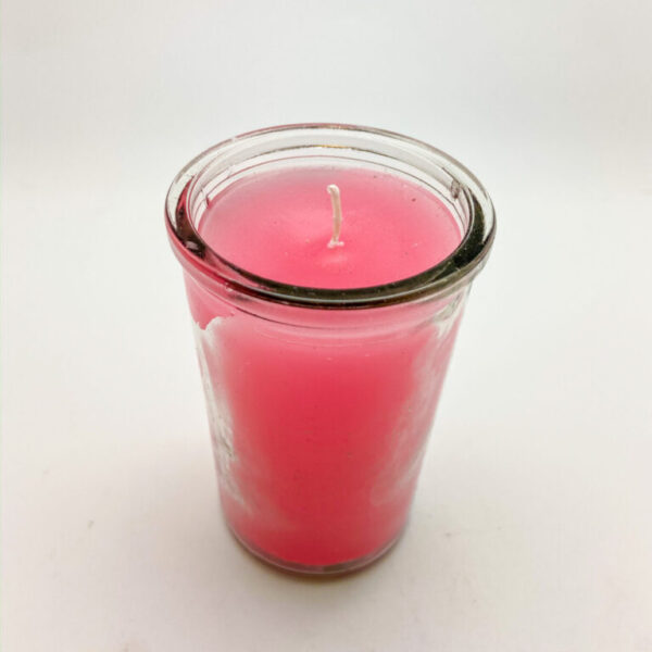 Pink 2 Day Candle - hand poured from our special mixture of paraffin waxes. Unscented and we hand center the wick.