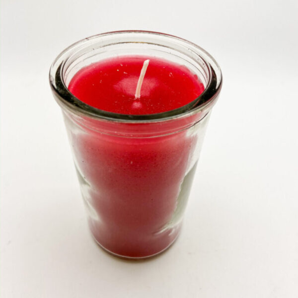 Red 2 Day Candle - hand poured from our special mixture of paraffin waxes. Unscented and we hand center the wick.