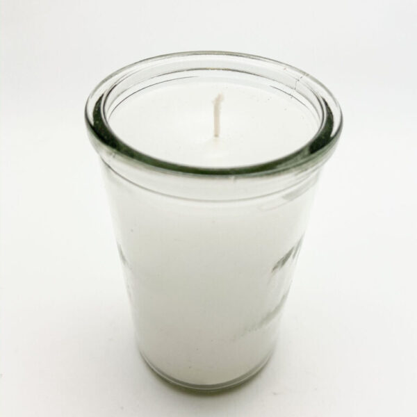 White 2 Day Candle - hand poured from our special mixture of paraffin waxes. Unscented and we hand center the wick.