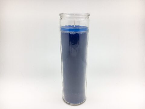 Blue 7 Day Candle - hand poured from our special mixture of paraffin waxes. Unscented and we hand center the wick.