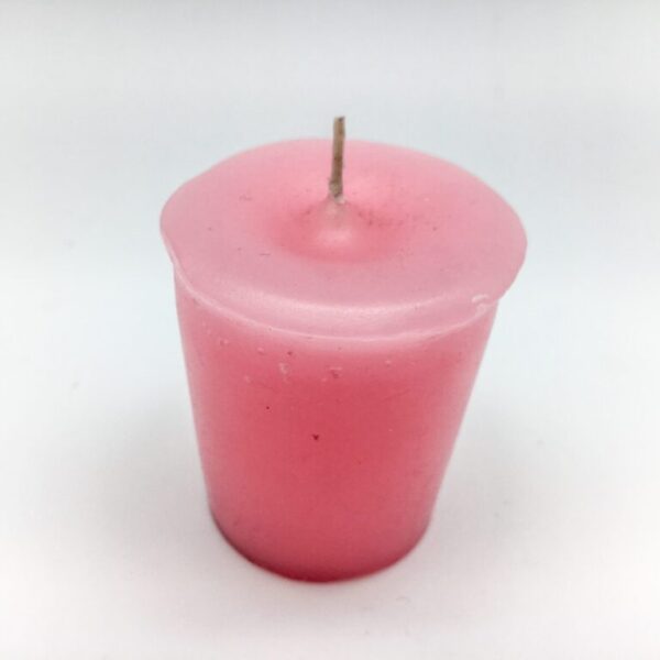 Pink Votive Candle - hand poured from our special mixture of paraffin waxes. Unscented.